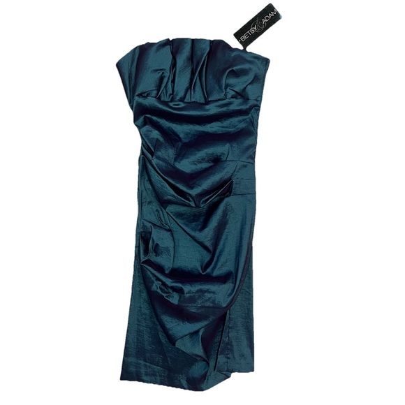 Betsy & Adam Shiny Turquoise Strapless Formal Prom Cocktail Party Dress Size 10 - Picture 1 of 9
